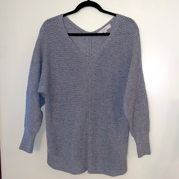 LOFT Ribbed V-Neck Tunic Sweater - Picture 2 of 8